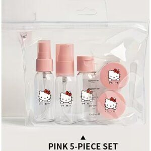 Hello Kitty Pink Travel Bottle Set (5-Piece) | TSA-Approved Refillable Toiletry